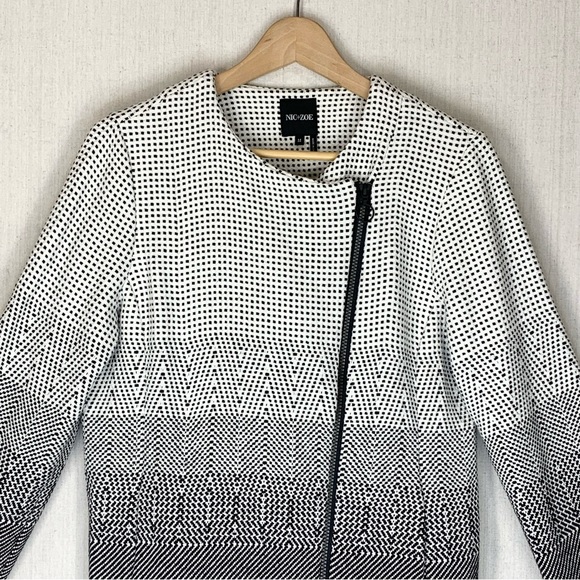 NIC+ZOE~Women’s‎ “Connect the Dots” Black/White Asymmetric Zip Jacket~M - Picture 2 of 13